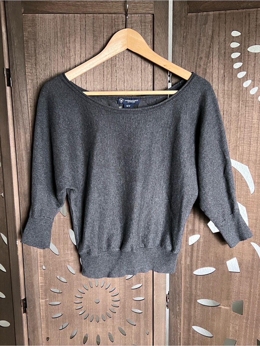 American Eagle Outfitters Charcoal Gray Scoop Neck Sweater